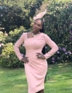 <p>Tennis ace and new mum Serena wore blush pink and a Bulgari heritage collection necklace to watch her gal pal walk down the aisle. Photo: Instagram/serenawilliams </p>