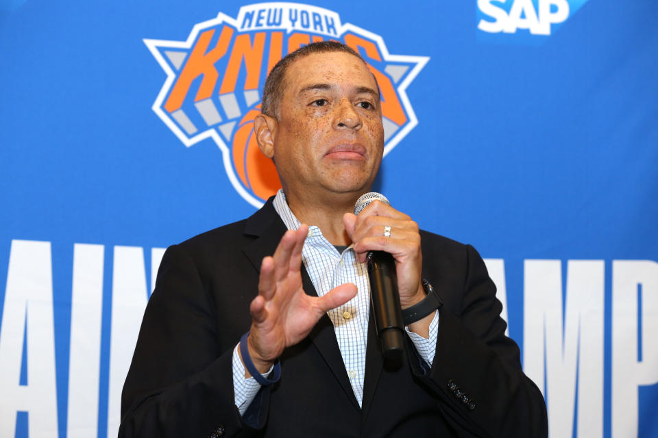 Knicks general manager Scott Perry would leave at the end of his contract this offseason.  (Brad Penner/Reuters)