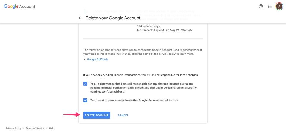 How to delete your Google account 2