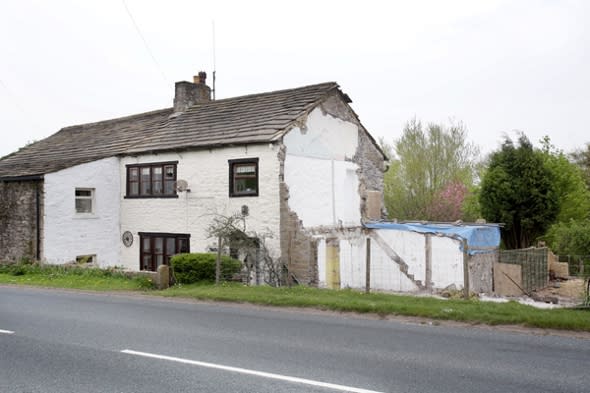 The demolished cottage.