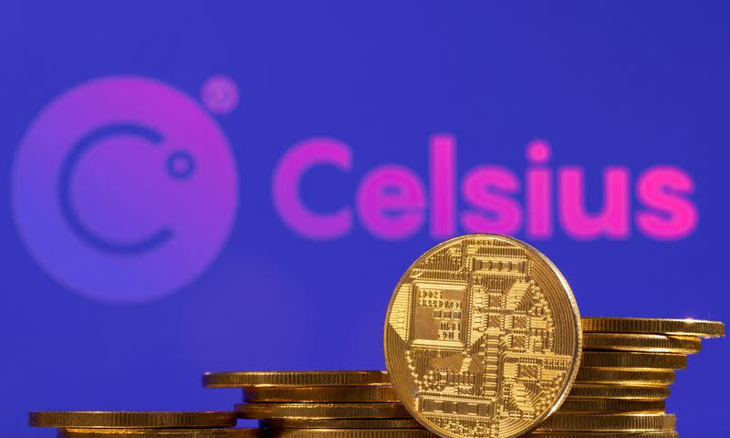 FILE PHOTO: Illustration shows Celsius logo and representation of cryptocurrencies