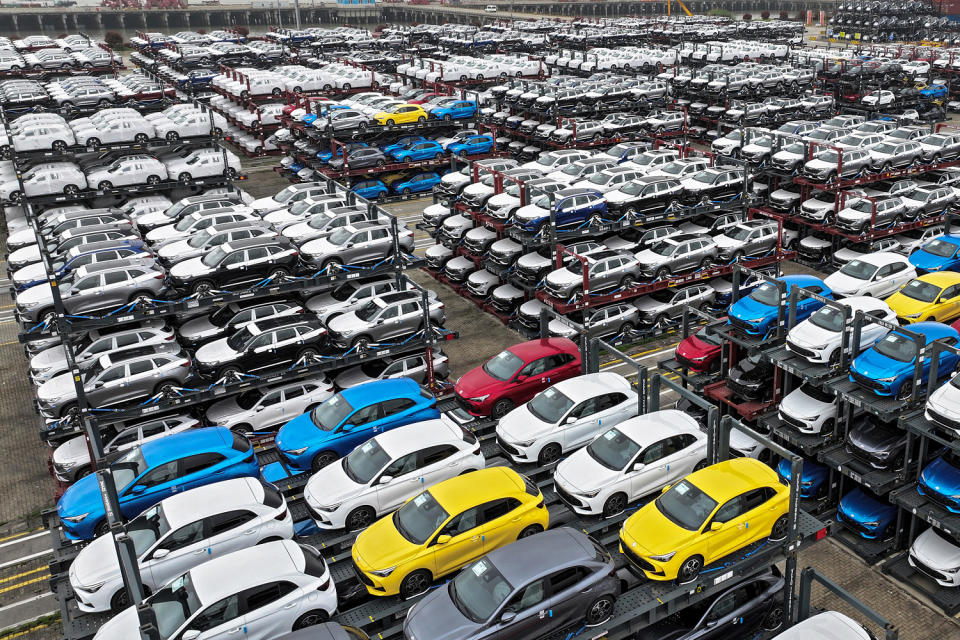 cina economy ev evs electric cars vehicles transport parking lot (AFP via Getty Images file)