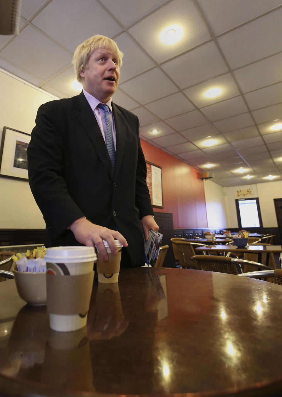 Mayor of London Boris Johnson while on the General Election campaign trail in New Malden in south-west London.