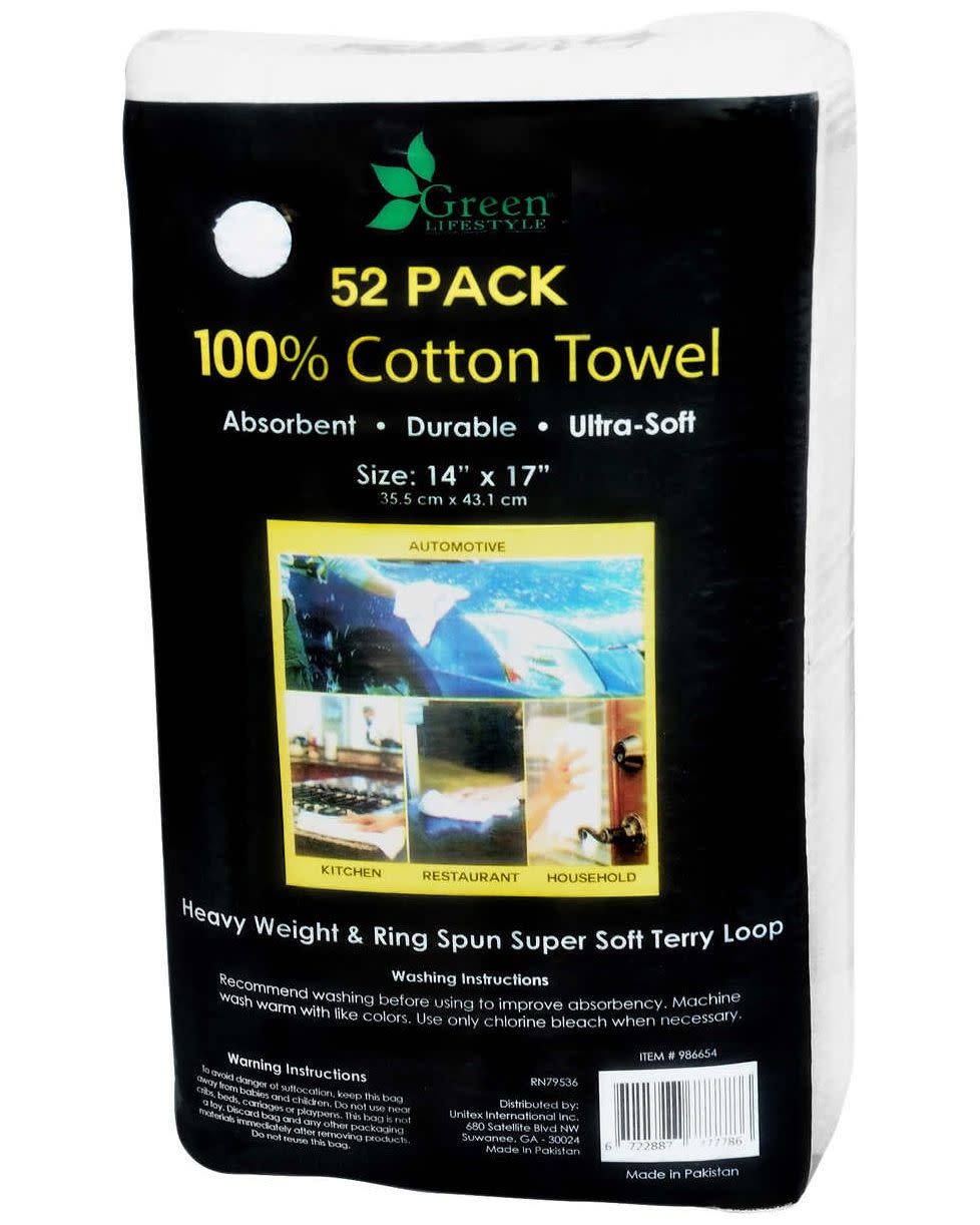 Unitex Cotton Towels, 52 ct.