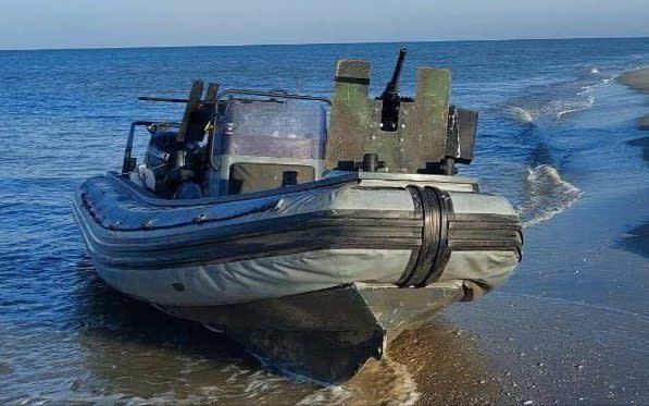 A boat on the Tendra Spit