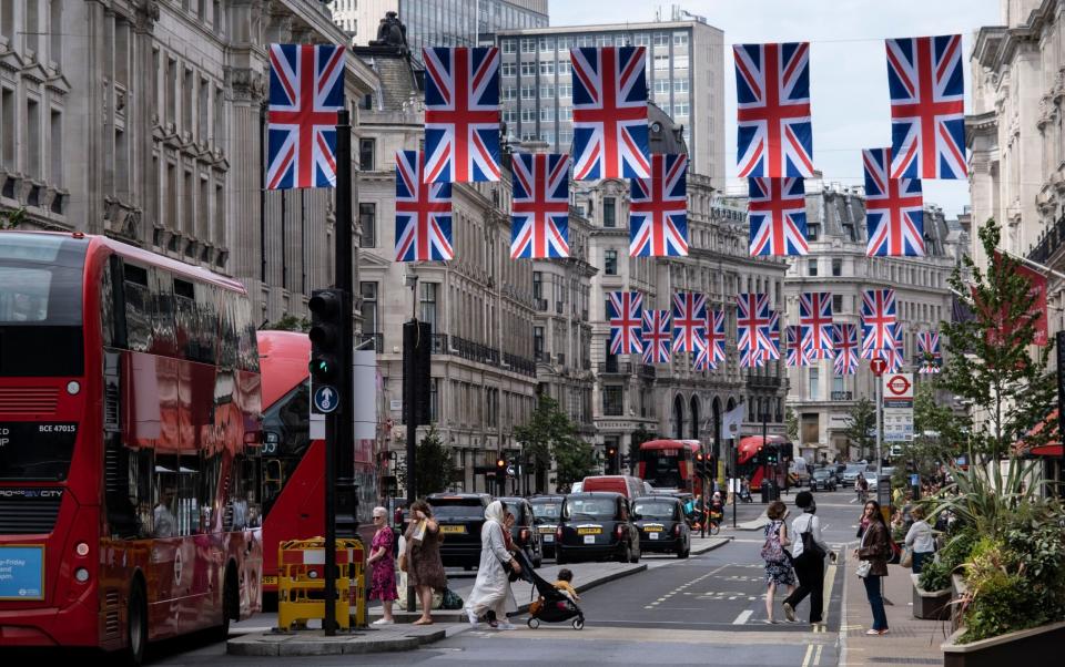 Regent Street will be decked with Union Jack flags in the run up to the coronation - Getty 