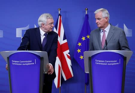 David Davis and Michel Barnier have already butted heads during tense negotiations. REUTERS/Yves Herman