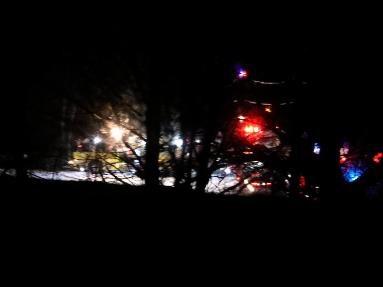 <p>Mendon firefighters and other emergency personnel respond to a military helicopter crash in a field near Cheese Factory Road and W. Bloomfield Road in Mendon, New York</p> (AP)