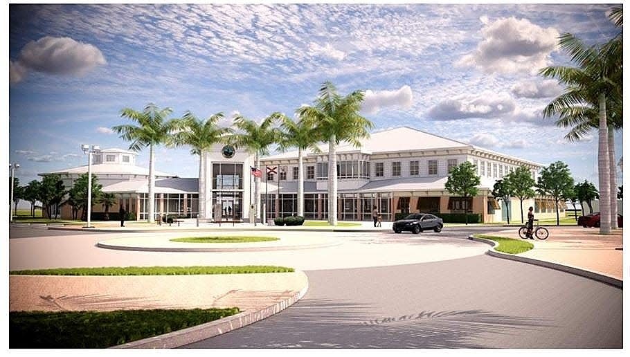 A rendering of Jupiter's new town hall building, to be located at the same address as the existing campus at 210 Military Trail.