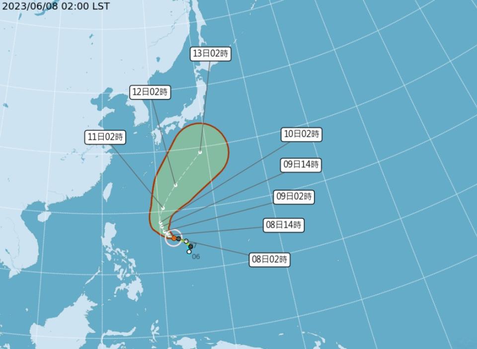 「谷超」颱風路徑預報。（圖／中央氣象局）