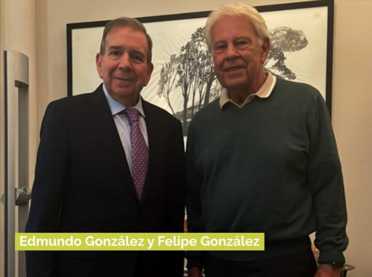 O candidato da oposição venezuelana Edmundo González e o ex-presidente do Governo Felipe González 