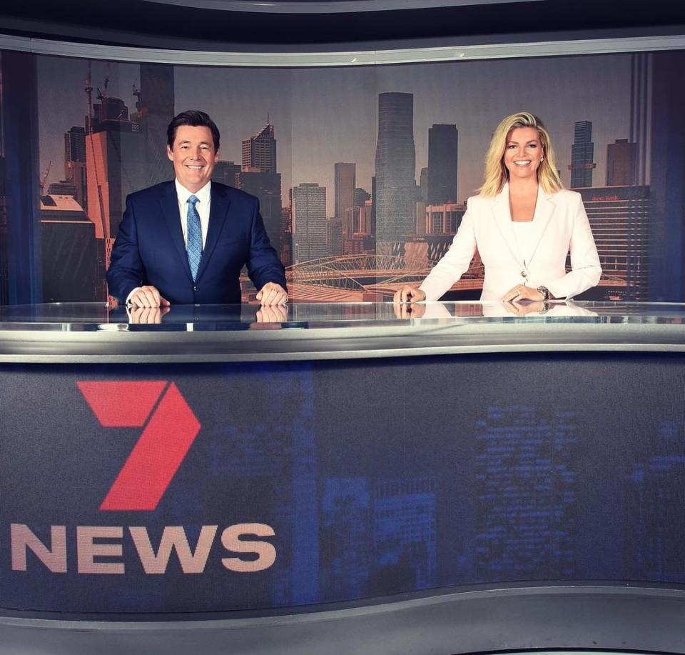 Mike Amor and Rebecca Maddern on 7News Melbourne.