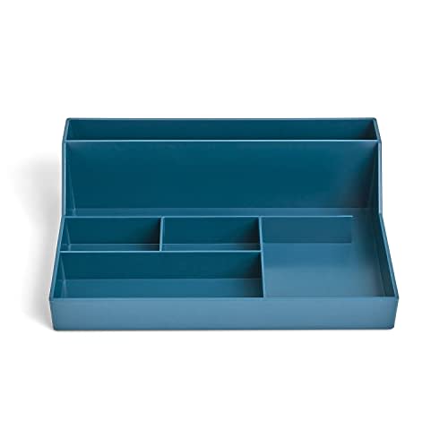 6-Compartment Plastic Desktop Organizer, Teal