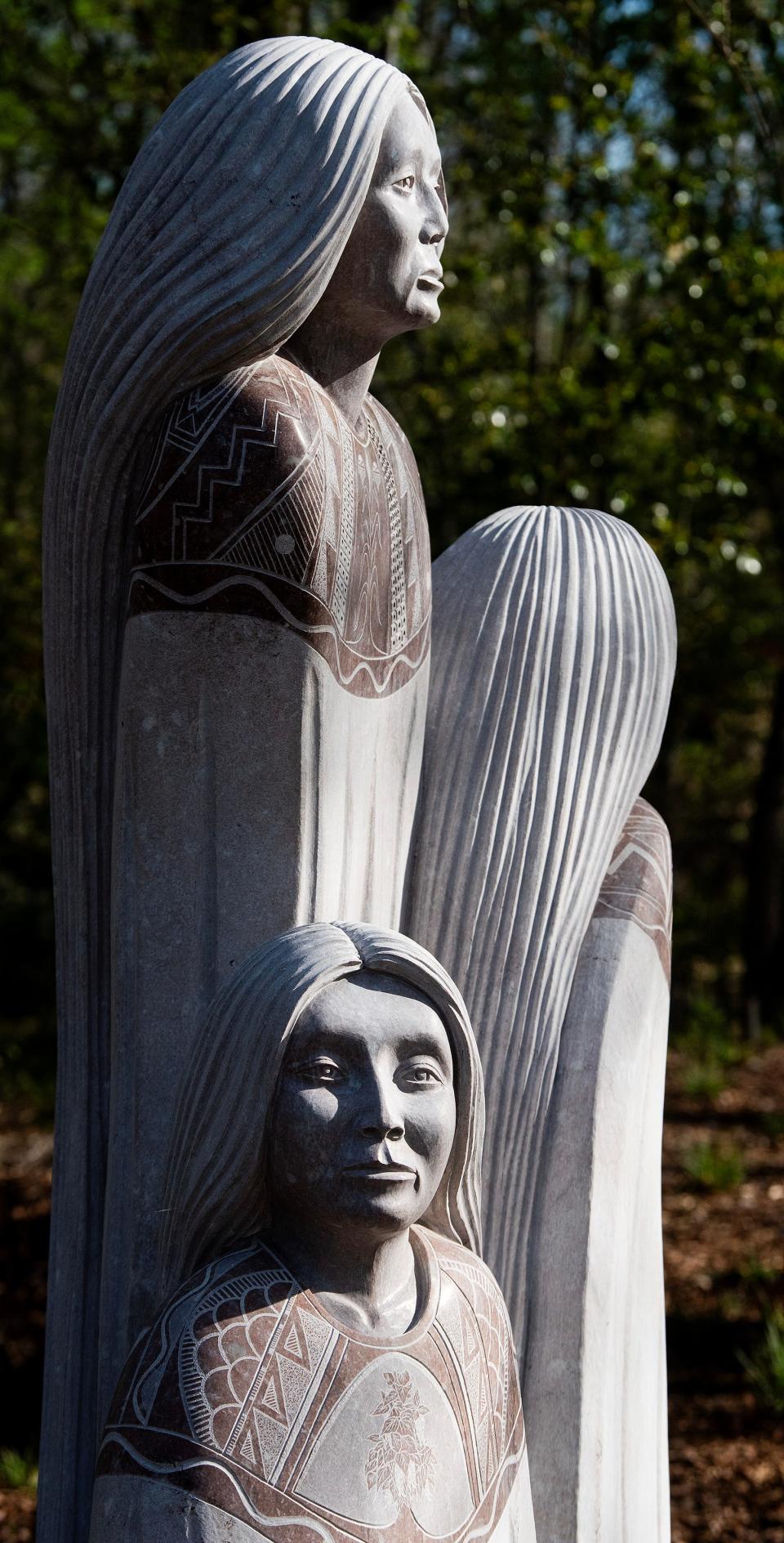 "Three Sisters’, by Cliff Fragua, at the Equal Justice Initiative’s Freedom Monument Sculpture Park in Montgomery, Alabama.