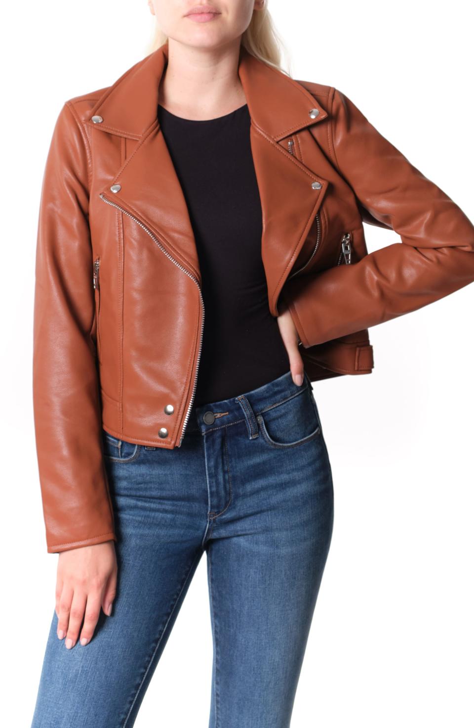 Good Vibes Faux Leather Moto Jacket