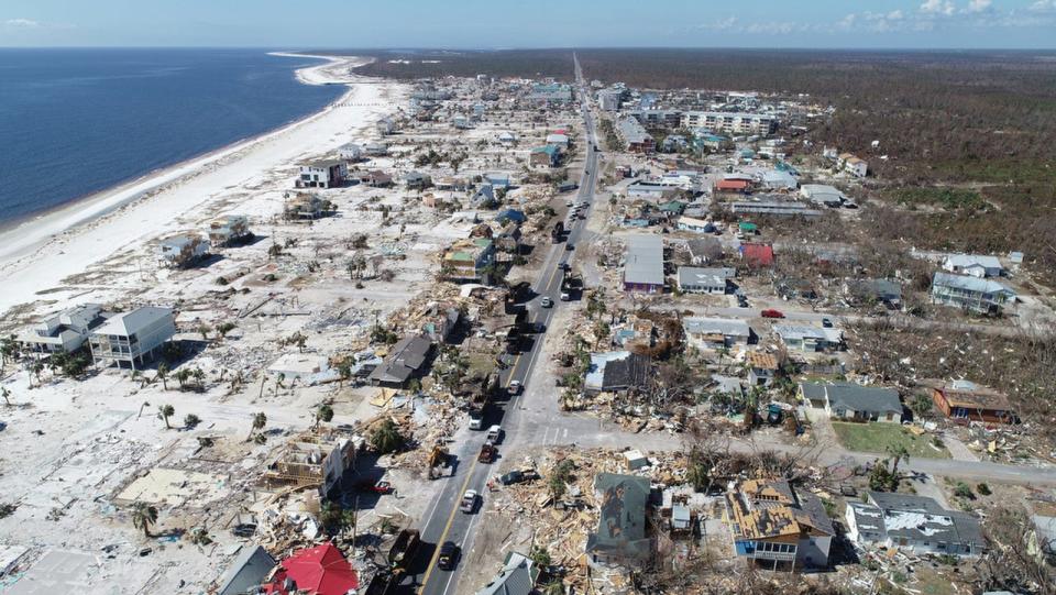 Aerial view of the devastating impact Hurricane Michael left behind along the Florida Panhandle's coastal town of Mexico Beach, Florida. Drone image was captured Tuesday, October 16, 2018. 