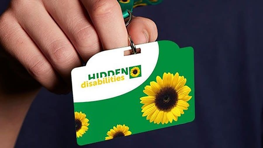 A photo provided by Gerald R. Ford International Airport shows a Hidden Disabilities Sunflower badge.