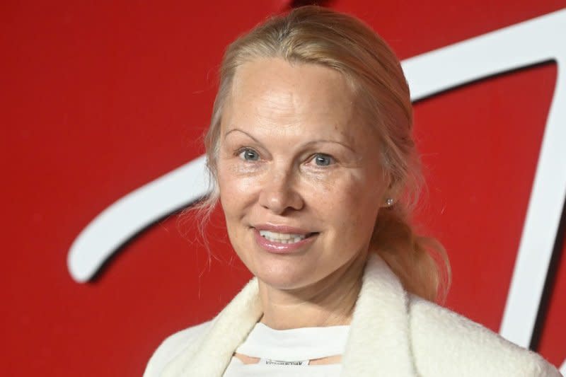 Pamela Anderson attends the Fashion Awards in London on Monday. Photo by Rune Hellestad/UPI