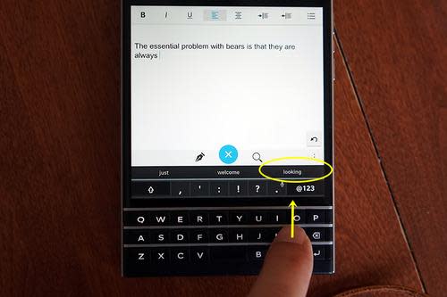 Swiping on the BlackBerry Passport keyboard