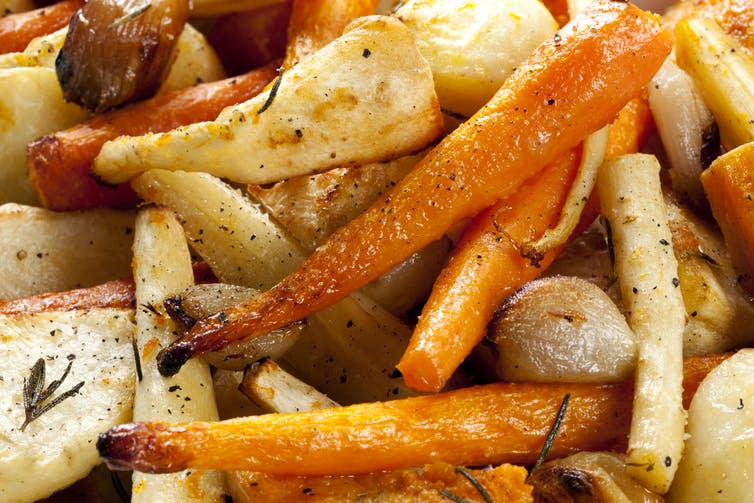 <span class="caption">The roast veg is safe.</span> <span class="attribution"><a class="link " href="https://www.shutterstock.com/image-photo/roasted-root-vegetables-close-up-includes-65024098?src=8FEXK77GNPeR1PPOiTNH7Q-1-38" rel="nofollow noopener" target="_blank" data-ylk="slk:Shutterstock;elm:context_link;itc:0;sec:content-canvas">Shutterstock</a></span>