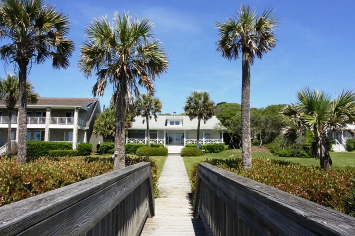 View from beach access at Southern Grace house on Myrtle Beach’s Golden Mile. Screenshot of listing. January 5, 2022.