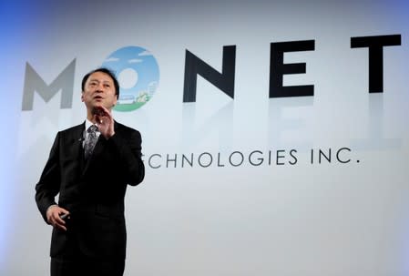 FILE PHOTO : Junichi Miyakawa, CEO of Monet Technologies Inc. speaks during a news conference in Tokyo