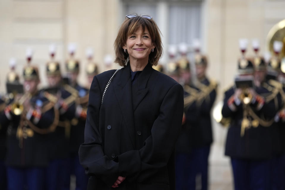 French actress Sophie Marceau arrives to attend a state diner hosted by French President Emmanuel Macron for China's President Xi Jinping at the Elysee Palace, Monday, May 6, 2024 in Paris. (AP Photo/Thibault Camus)