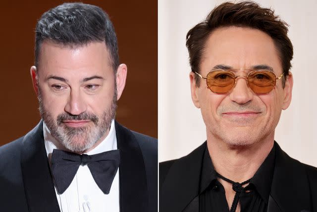 <p>Rich Polk/Variety via Getty;  Aliah Anderson/Getty</p> Jimmy Kimmel at Oscars; Robert Downey Jr. on Oscars red carpet