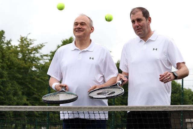 Lib Dem leader Sir Ed Davey (left) with incoming Newbury MP Lee Dillon (right)