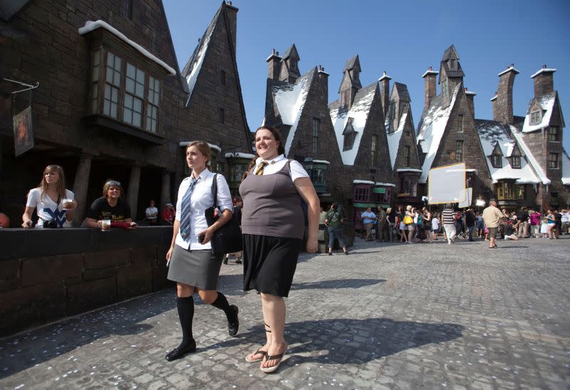 FILE PHOTO: Guests tour the Wizarding World of Harry Potter theme park in Orlando, Florida