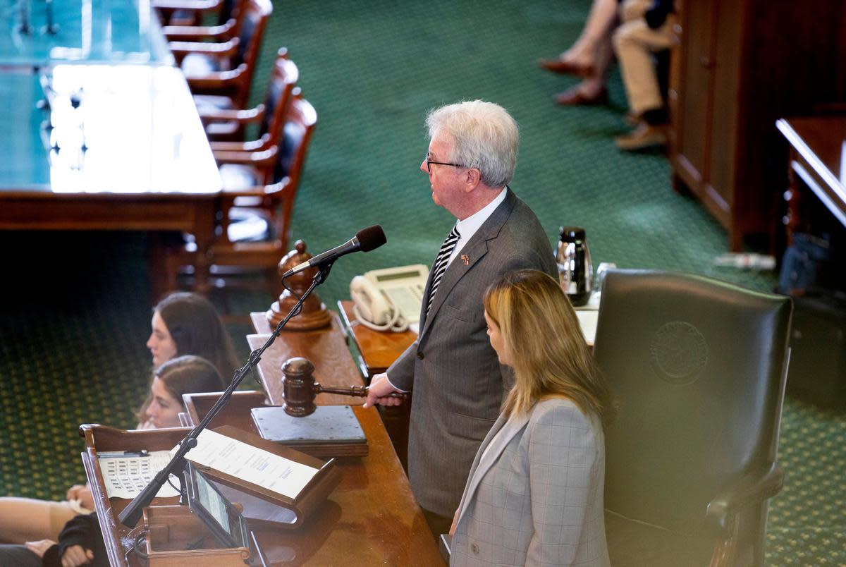 Lt. Gov. Dan Patrick gavels in the Senate  at the state capitol in Austin on June 20, 2023.