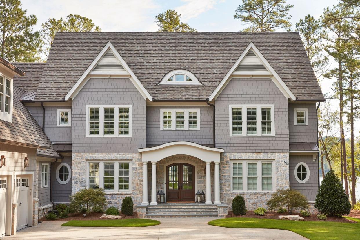 Home Exterior with Stone, Cedar Shakes