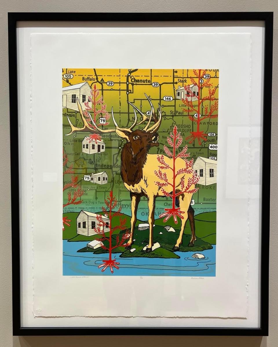 "Un-settling: A Story of Land Removal and Resistance" is a new exhibit at the Massillon Museum on display through May 22. Native American artist Norman Akers created this lithograph in 2018, titled, "Framed by History."