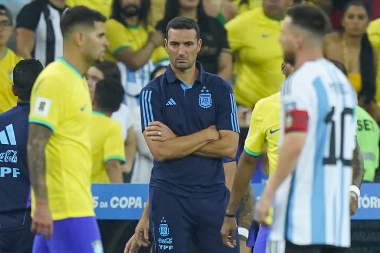 Lionel Scaloni en su último partido con la selección, ante Brasil por las Eliminatorias sudamericanas