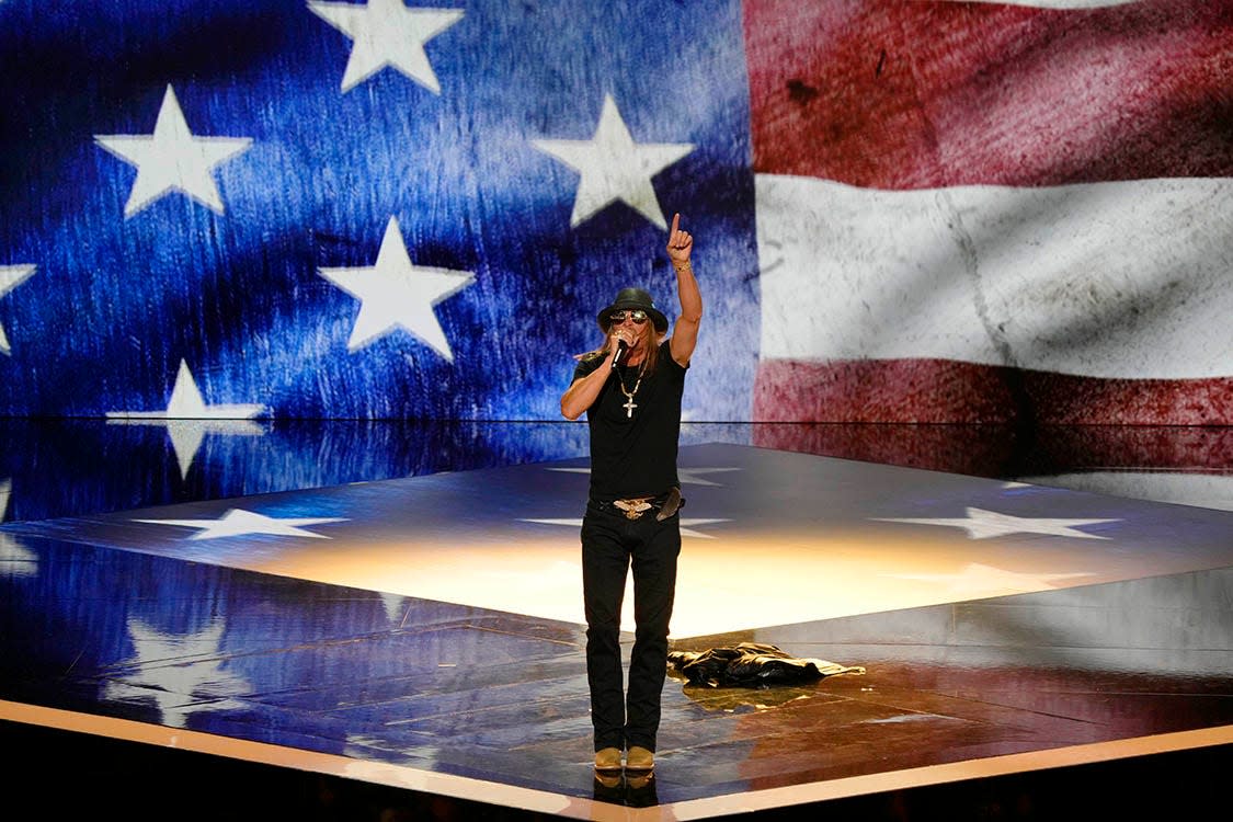 Kid Rock on the last day of the Republican National Convention at the Fiserv Forum. On the last day of the RNC, Republican presidential candidate Donald Trump gave a keynote speech.