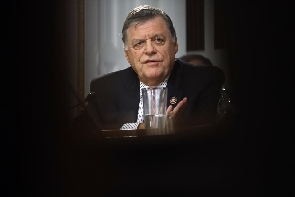 House Rules Committee ranking member Rep. Tom Cole, R-Okla.,during a House Rules Committee hearing on the impeachment against President Donald Trump, Tuesday, Dec. 17, 2019, on Capitol Hill in Washington. (AP Photo/Matt Rourke)