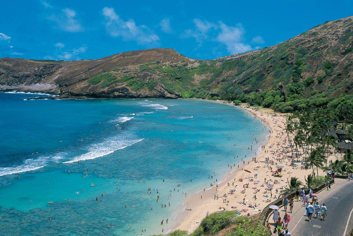 Beach, Hanauma Bay, Oahu Island, Hawaii, United States of America.