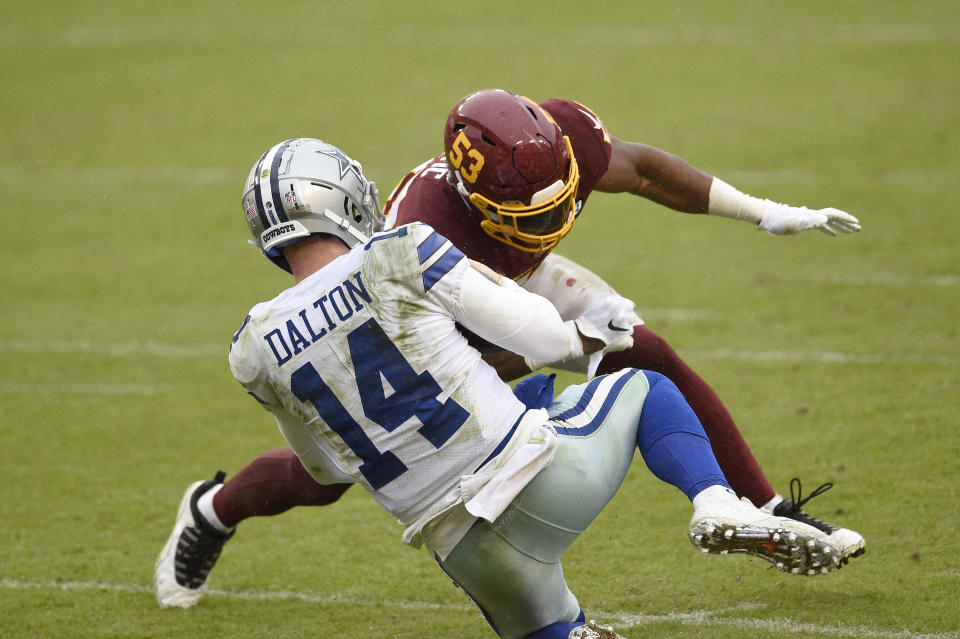 Jon Bostic delivered a violent hit with Andy Dalton already giving himself up. (Photo by Patrick McDermott/Getty Images)