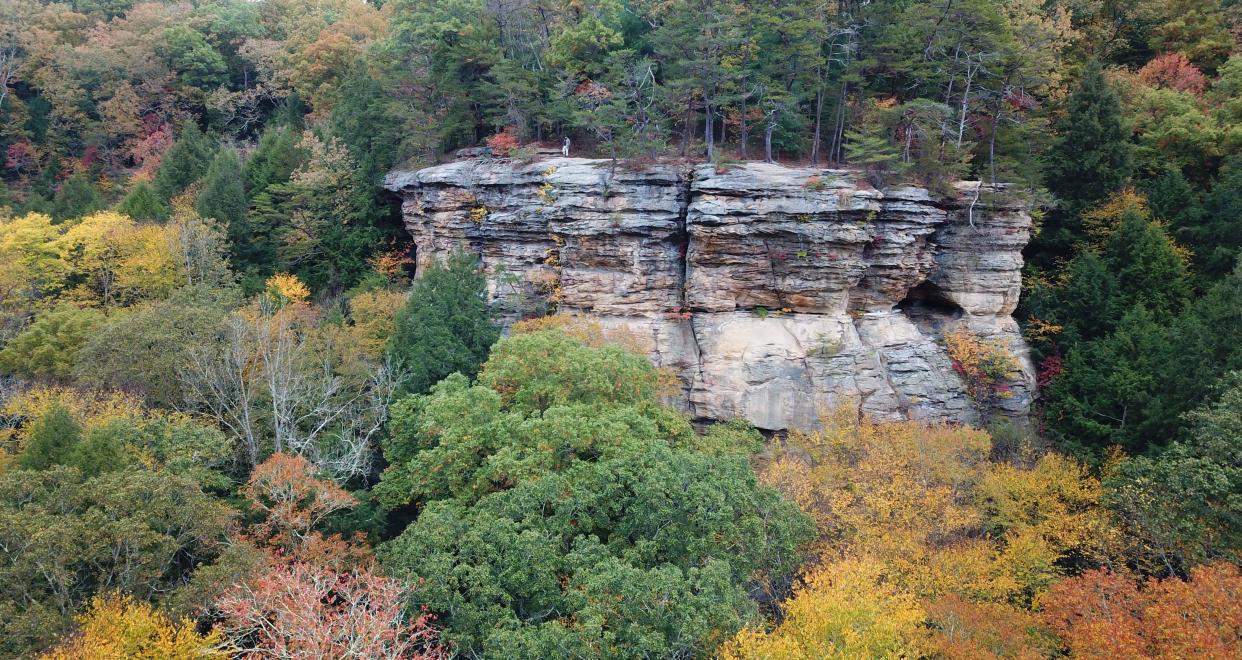 Thousands of years of erosion of Black Hand Sandstone creates the rock formatons of the Conkles Hollow State Nature Preserve 