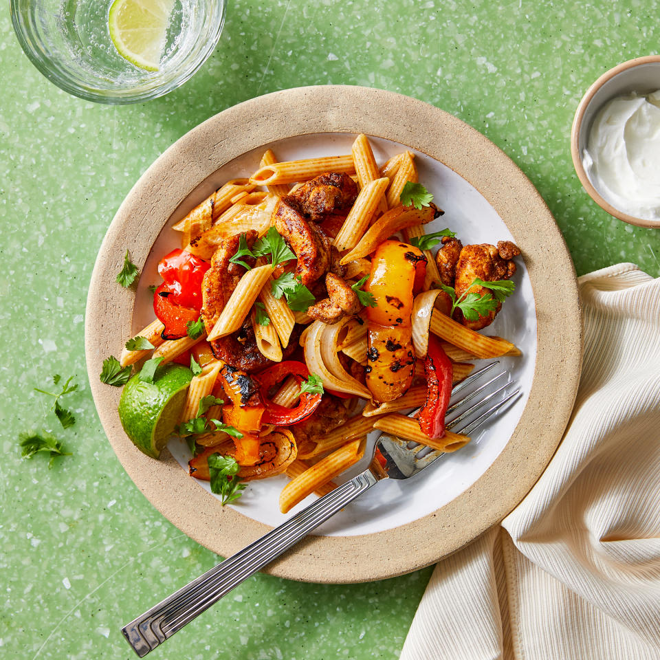 Spicy Chicken Pasta with Peppers & Onions