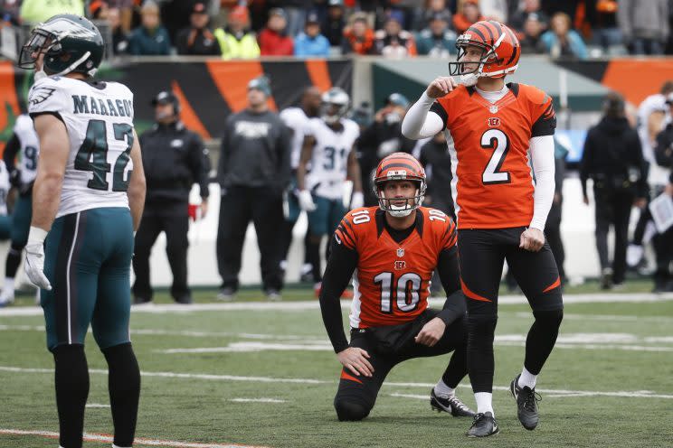 Mike Nugent missed his fourth extra point in three games (AP)