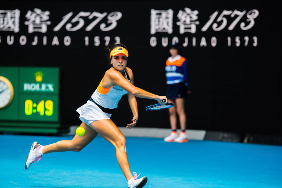 中國酒商「國窖」在中央場Rod Laver Arena內的大型廣告相當顯眼。