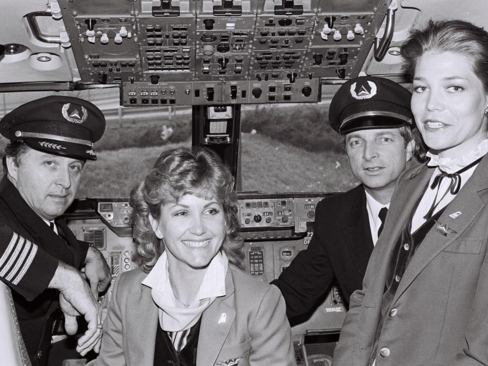 Pilots and flight attendants on the Spirit of Delta in 1982.