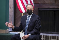 FILE - Doug Emhoff, husband of Vice President Kamala Harris, speaks as he visits the Benjamin L. Hooks Job Corps Center in Memphis, Tenn., on May 6, 2021. (Justin Ford/Pool via AP, File)