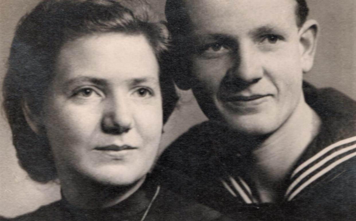 Gertrude Wright, born Gertraud Schröder, with her brother Siegfried, who was killed soon after D-Day