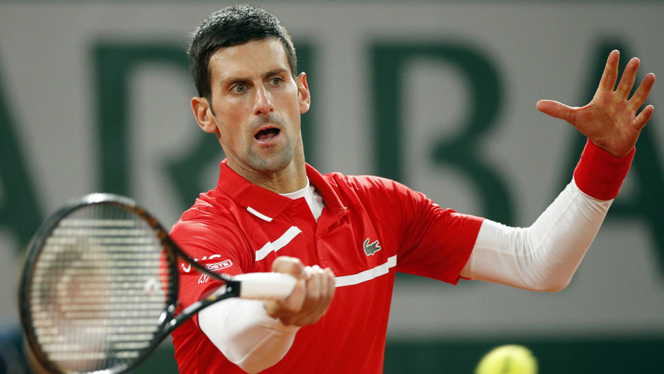 Pictured here, Novak Djokovic in action during the French Open final.