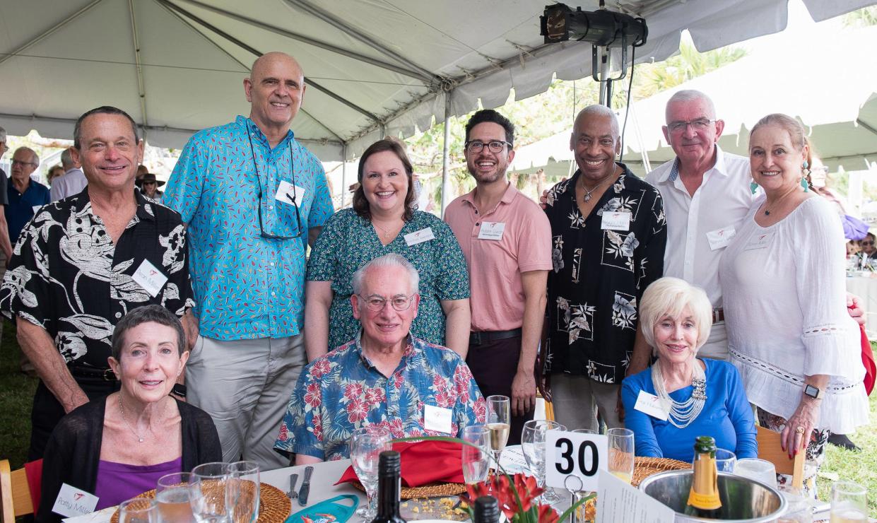 The 14th annual Hermitage Artful Lobster luncheon raised more than $265,000. Back row, from left: Dean Miller, Charlie Husking, Rachel Denton, Hermitage Fellows Adam Gwon and Reggie Harris, Steven Deak, and Flora Major. Front row, from left: Patty Miller, Ben Huberman, and Gigi Huberman.