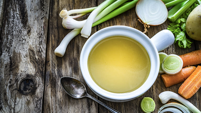 Soup stock with veggies