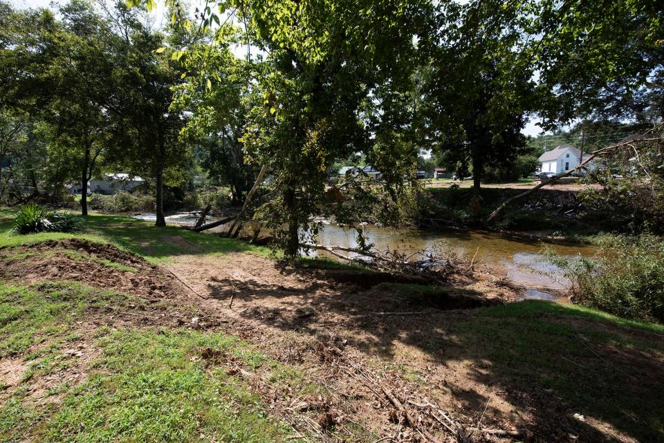 Trace Creek in Waverly, Tennessee, Sept. 3, 2021 after it receded following deadly flooding when up to 17 inches of rain fell in the area Aug. 21. The U.S. Army Corps of Engineers Nashville District is conducting a Floodplain Management Services Study of Trace Creek in Humphreys County in Tennessee.