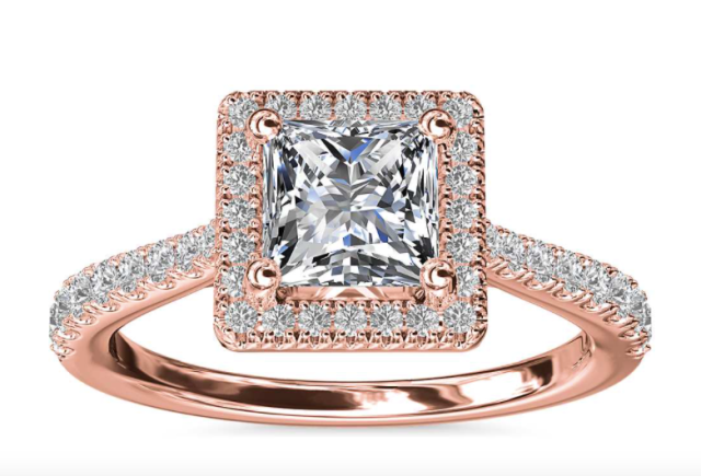 Blue Nile Princess Diamond Ring Rose Gold